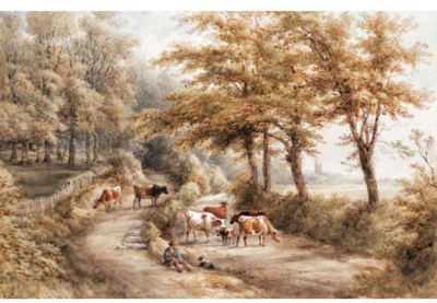 LANDSCAPE WITH CATTLE AND A CATHEDRAL IN THE DISTANCE by William Henry Earp - Auction record, sale price, and art valuation. Compare with similar artists and explore comparable artworks.