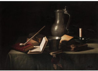 STILL LIFE WITH BOOKS AND PEWTER JUG