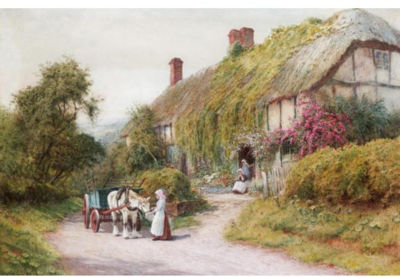 Sample artwork by Arthur Claude Strachan (1865 - 1935), known for landscape paintings, villages, cottages, figures(children), small animals - View similar artists and auction records