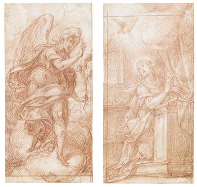 TWO STUDIES: THE ANGEL OF THE ANNUNCIATION; THE VIRGIN ANNUNCIATE