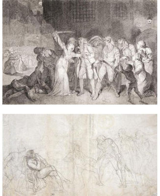 RECTO: ELIZABETH CAZOTTE RESCUES HER FATHER ;VERSO: A PRISONER BROUGHT BEFORE A TRIBUNAL
