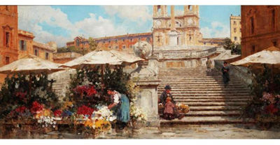 THE SPANISH STEPS, ROME by Filippo Anivitti - Auction record, sale price, and art valuation. Compare with similar artists and explore comparable artworks.