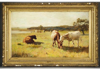 CATTLE GRAZING by William Walls - Auction record, sale price, and art valuation. Compare with similar artists and explore comparable artworks.