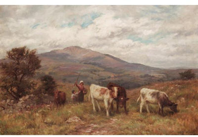 Sample artwork by Fred James Knowles (1874 - 1931), known for bucolic, rural scene painting - View similar artists and auction records