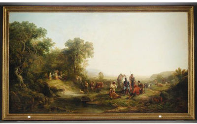 SIR SCUDAMORE JOURNEYING TO THE TEMPLE OF VENUS IN QUEST OF AMORES. "SO ON THAT HARD ADVENTEUR FORTH I WENT..." SPENSER