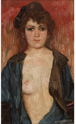 RECLINING NUDE; WOMAN IN BLUE