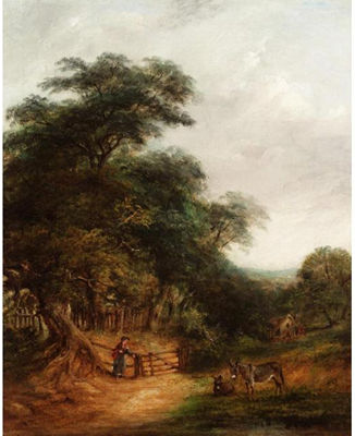 LANDSCAPE WITH DONKEYS AND A FIGURE