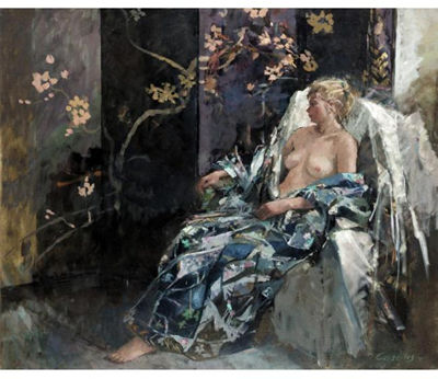 Sample artwork by Jane Corsellis (Born 1940), known for luminous landscape, waterscape, figure and portrait painting, teaching - View similar artists and auction records