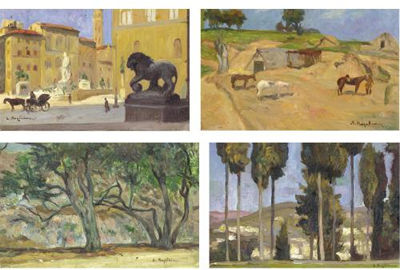 YPRESS TREES; ITALIAN STREET SCENE; FARM SCENE; TREES (4)