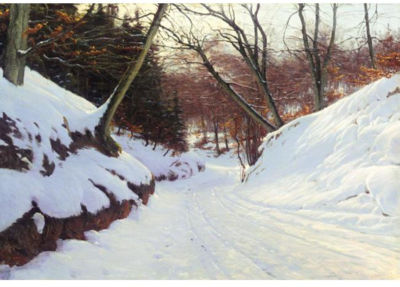 SNEDÆKKET VEJ (SNOWY PATH IN THE EARLY EVENING)
