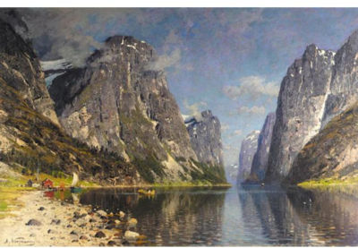 Sample artwork by Adelsteen Normann (1848 - 1918), known for norway landscape painting-fjords - View similar artists and auction records