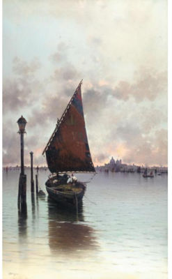 A FISHING BOAT ON THE VENETIAN LAGOON