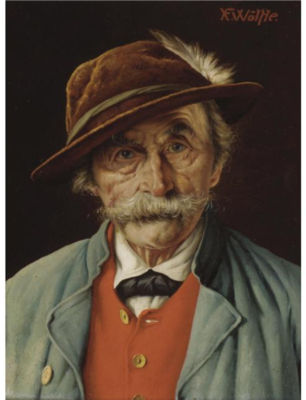 Sample artwork by Franz Xavier Wolfle (1887 - 1972), known for miniature portrait artist - View similar artists and auction records