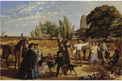 SKETCH FOR "HULLO LARGESS! A HARVEST SCENE IN NORFOLK"