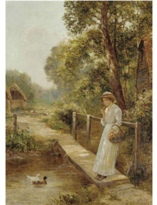 THE FLOWER BASKET; SEWING IN THE GARDEN