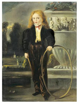 PORTRAIT D'ALEXANDRE DUMAS FILS ENFANT TENANT UN CERCEAU