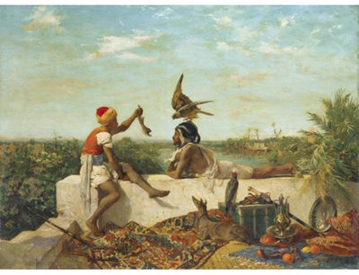 TRAINING THE FALCON ON A TERRACE