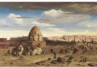 VIEW OF THE SOUTH OF THE NECROPOLIS IN CAIRO WITH THE CITADEL IN THE BACKGROUND