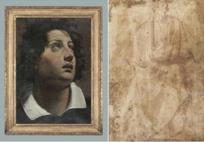 Head of a Youth Looking to the Upper Right; Draped Figure on Reverse