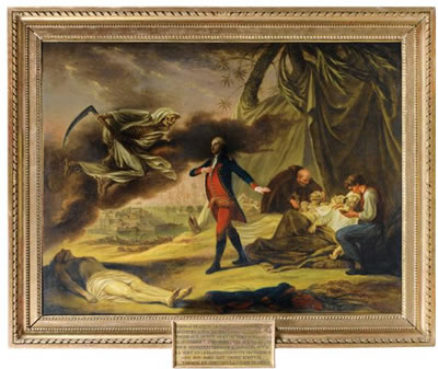 ALLEGORICAL PORTRAIT OF THOMAS FRANÇOIS LE NORMAND DE VICTOT (1742-1782), KNIGHT OF THE ROYAL AND MILITARY ORDER OF SAINT LOUIS, MEETING DEATH