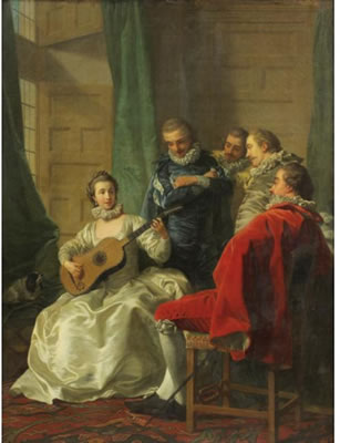 A SPANISH WOMAN PLAYING GUITAR by Louis-Michel van Loo - Auction record, sale price, and art valuation. Compare with similar artists and explore comparable artworks.