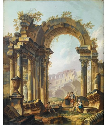 SHEPHERDS RESTING IN ROMAN RUINS