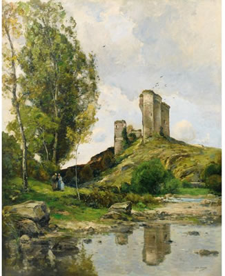 VUE DE HÉRISSON AVEC DEUX PAYSANNES ET UN ENFANT