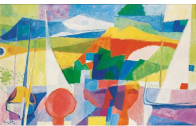 Sample artwork by Yves Alix (1890 - 1969), known for cubist, modernist painting, decorative murals - View similar artists and auction records
