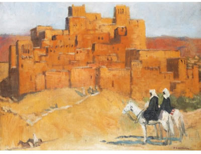 MOROCCAN HORSEMEN NEAR A CASBAH