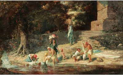 WASHERWOMEN BY THE OUED by Lieutenant Long - Auction record, sale price, and art valuation. Compare with similar artists and explore comparable artworks.