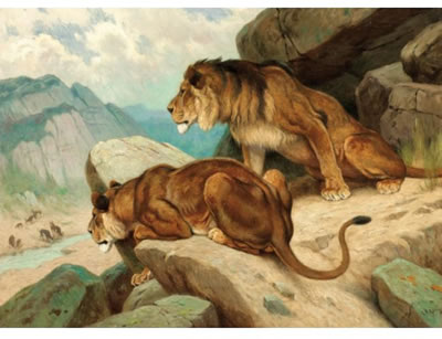 LIONS STALKING