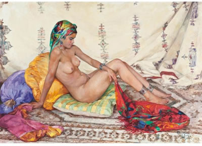 NU AU FOULARD CHAMARRÉ