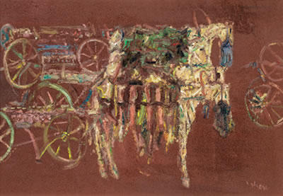 Sample artwork by Orhan Peker (1927 - 1978), known for expressionist influences, rapid gestures, material effects, colorful palette - View similar artists and auction records