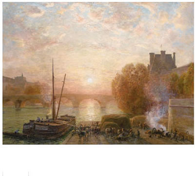 PARIS, LA SEINE ET LE LOUVRE AU SOLEIL COUCHANT