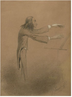 FRANZ LISZT DIRIGEANT, CARICATURE