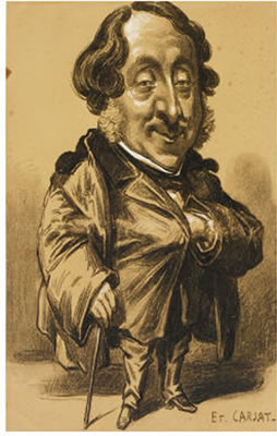 2 - GIOACHINO ROSSINI, CARICATURE ; 1 - FÉLICIEN DAVID (1810 - 1876), CARICATURE