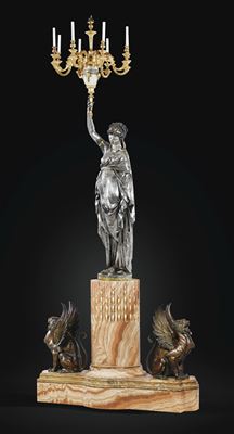 Importante figure féminine formant porte-torchères, vers 1867-1878 by Albert-Ernest De Carrier-Belleuse - Auction record, sale price, and art valuation. Compare with similar artists and explore comparable artworks.