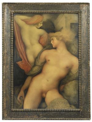 Sample artwork by Leonard Sarluis (1874 - 1949), known for symbolist style, inspired by old masters - View similar artists and auction records