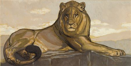 LION COUCHÉ, VERS 1930