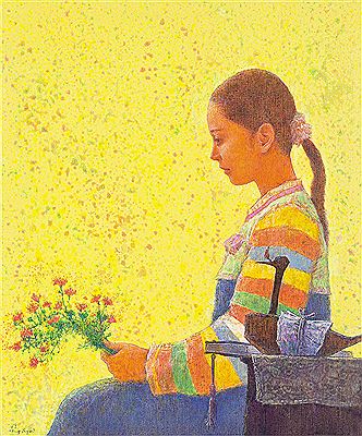 A Girl with Flowers