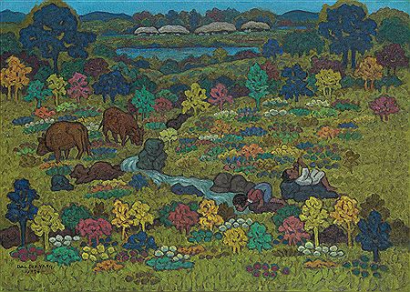 Cows and Boys by DalSuk Yang - Auction record, sale price, and art valuation. Compare with similar artists and explore comparable artworks.