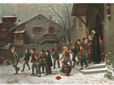 Sample artwork by Benjamin (The Elder) Vautier (1829 - 1898), known for portrait and peasant genre painting, illustration, teaching - View similar artists and auction records
