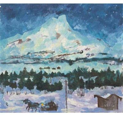 Nocturnal Winter Landscape with Piz da la Margna