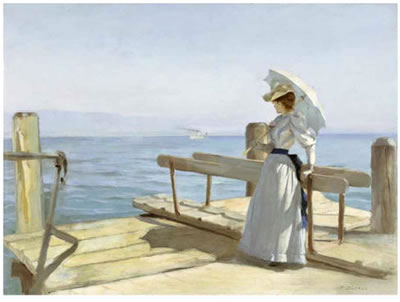 YOUNG LADY AT THE LAKE SHORE