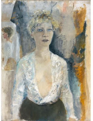 Portrait of Irene Zurkinden: SELF PORTRAIT WITH WHITE LACE BLOUSE, 1935