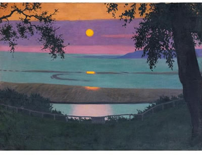 SUNSET AT GRACE, ORANGE AND VIOLET SKY