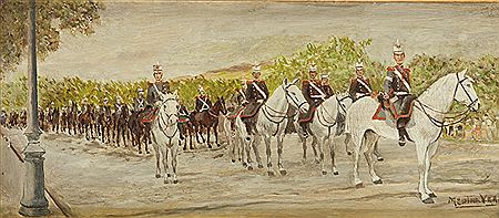 DESFILE DE MILITARES A CABALLO. by Inocenzio Medina Vera - Auction record, sale price, and art valuation. Compare with similar artists and explore comparable artworks.