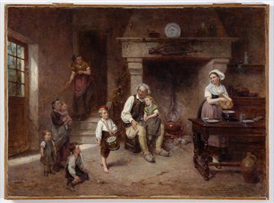 FAMILY GATHERING by Leon Emile Caille - Auction record, sale price, and art valuation. Compare with similar artists and explore comparable artworks.