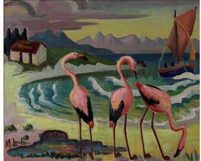 Flamingos on the Beach