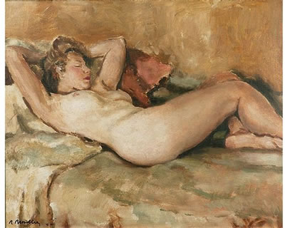 Reclining Nude by Robert Broadley - Auction record, sale price, and art valuation. Compare with similar artists and explore comparable artworks.